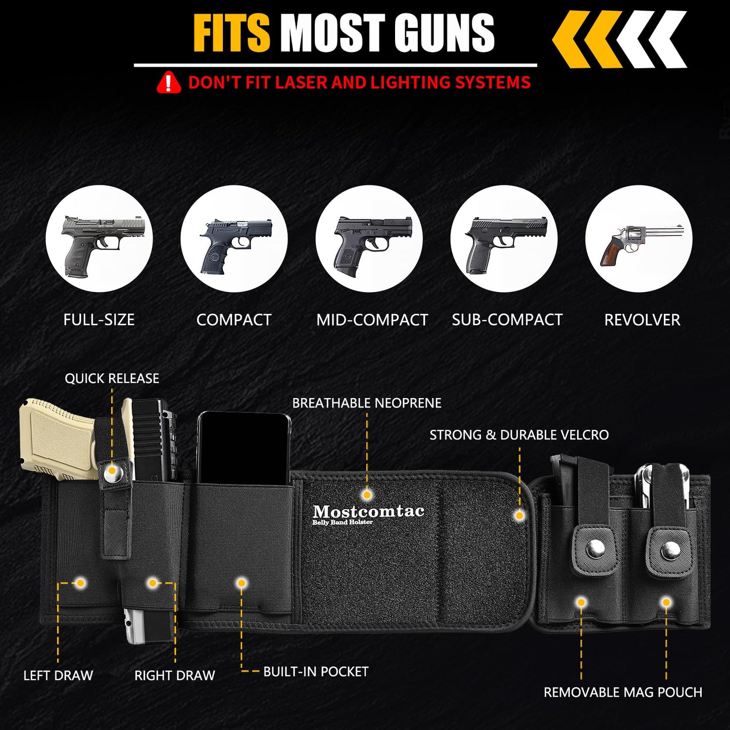 👍🔫Belly Band Holster for Men & Women - Comfortable Carry Gun Holster