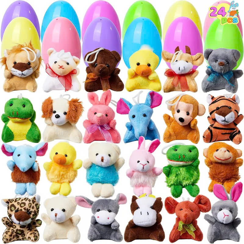 🐆🐈‍⬛🐎12/24/36 Pcs Prefilled Easter Eggs, Filled with Plush Animal Toys