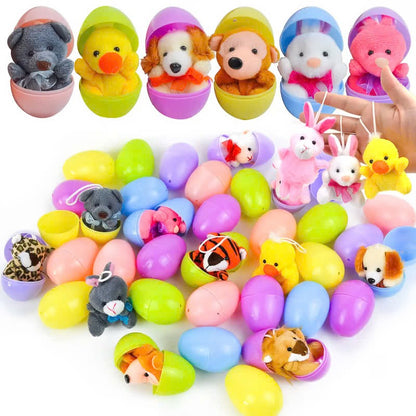 🐆🐈‍⬛🐎12/24/36 Pcs Prefilled Easter Eggs, Filled with Plush Animal Toys