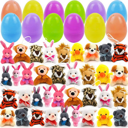 🐆🐈‍⬛🐎12/24/36 Pcs Prefilled Easter Eggs, Filled with Plush Animal Toys