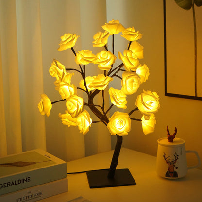 🌹💓Rose Flower Design Tree Night Light, USB Powered Table Lamp