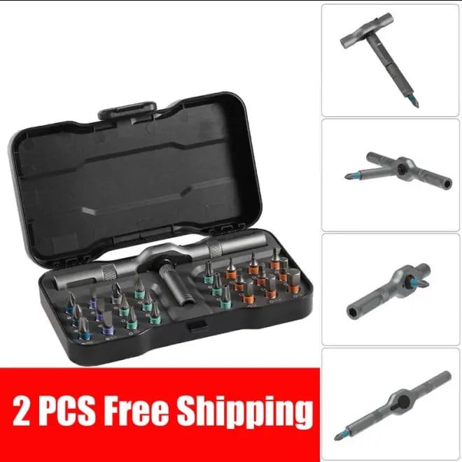 DIY screwdriver 24 in 1, switchable screwdriver shape to adapt to various home repairs, cool home repair tool box, compact and portable, does not take up space ratchet screwdriver