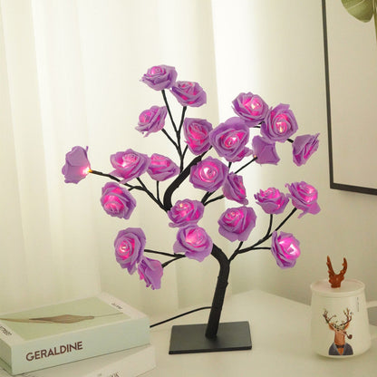 🌹💓Rose Flower Design Tree Night Light, USB Powered Table Lamp