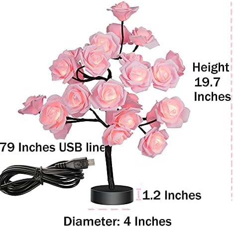 🌹💓Rose Flower Design Tree Night Light, USB Powered Table Lamp