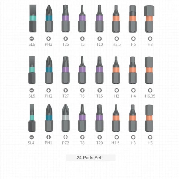 DIY screwdriver 24 in 1, switchable screwdriver shape to adapt to various home repairs, cool home repair tool box, compact and portable, does not take up space ratchet screwdriver