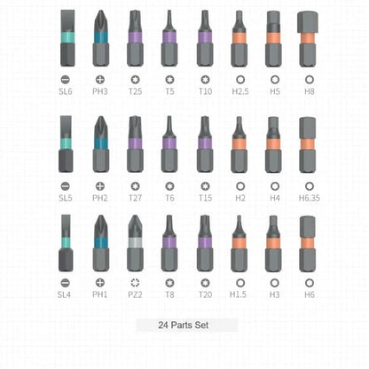 DIY screwdriver 24 in 1, switchable screwdriver shape to adapt to various home repairs, cool home repair tool box, compact and portable, does not take up space ratchet screwdriver