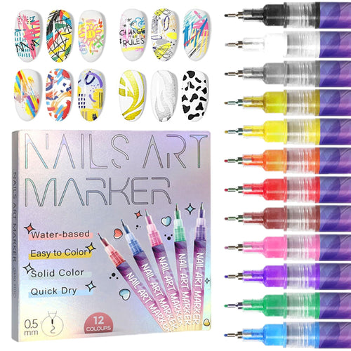 🎁🎄Christmas Flash Sale 12-Color Nail Doodle Pen for DIY Nail Art Quick Drying Acrylic Painting and 3D Dot Embroidery mma acrylic nail